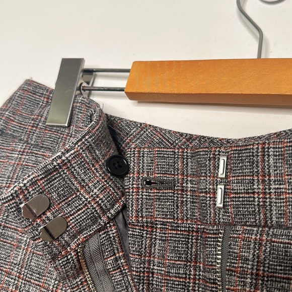 Aritzia Wilfred Tie-Front Pant Womens Size 8 Plaid Grey White And Red - Picture 6 of 6